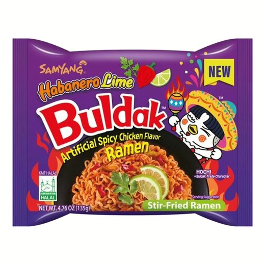 Samyang Buldak Habanero Lime Hot Chicken Flavor Ramen (Halal) — 135g x 5 Pcs x 8 Packs