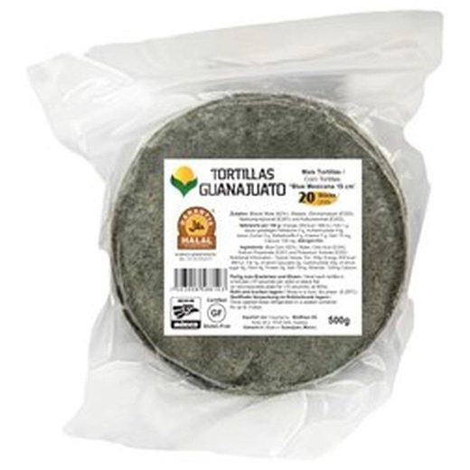 Guanajuato Tortillas — Maiz Guanajuato 500 Gr 15 Cm Blue Corn Mexicana — 20 x 500g
